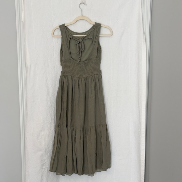 Japna Olive Green Sleeveless Midi Dress, Small - Picture 4 of 6
